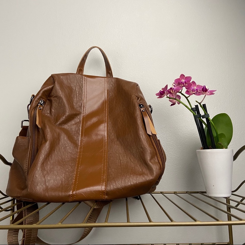 Vegan leather backpack purse